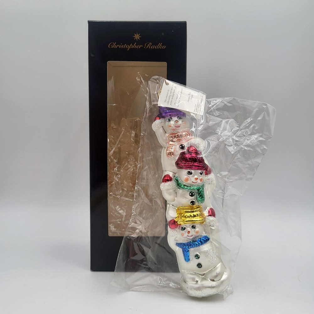 Christopher Radko "Snowtem Pole" Snowman Christmas Ornament 7.5" Tall~ New